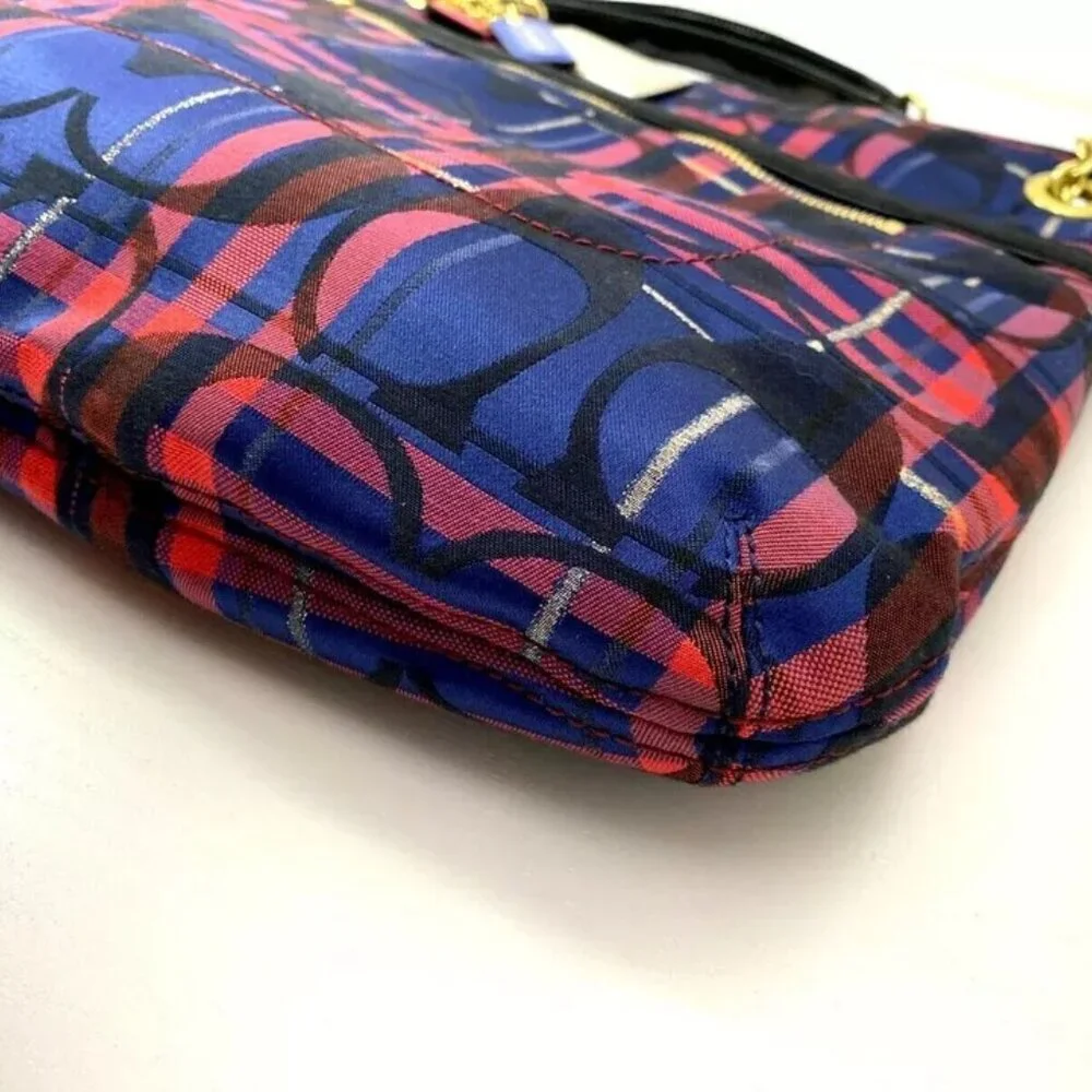 New Rare Coach Poppy Tartan Signature C's Plaid Shoulder Bag